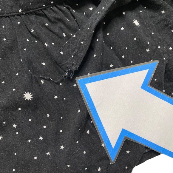 GAP Black Celestial Rayon Long Sleeve Wrap Top Size Medium Womens Stars Dot - Picture 12 of 12